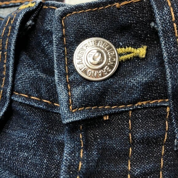 TRUE Religion Lexi 90s Low Rise Button Fly Slim Bootcut Blue Denim Jeans SIZE 25 - Picture 6 of 16